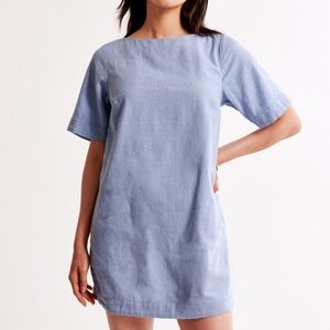 Abercrombie Linen-Blend T-Shirt Dress Blue Size Small NWT Beach Summer Resort